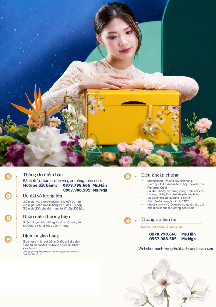 Bánh Trung Thu Khách Sạn Daewoo chính hãng, chiết khấu đến 30% cho doanh nghiệp và đơn hàng lớn, Giao hàng toàn quốc. Hotline: 0878.798.666